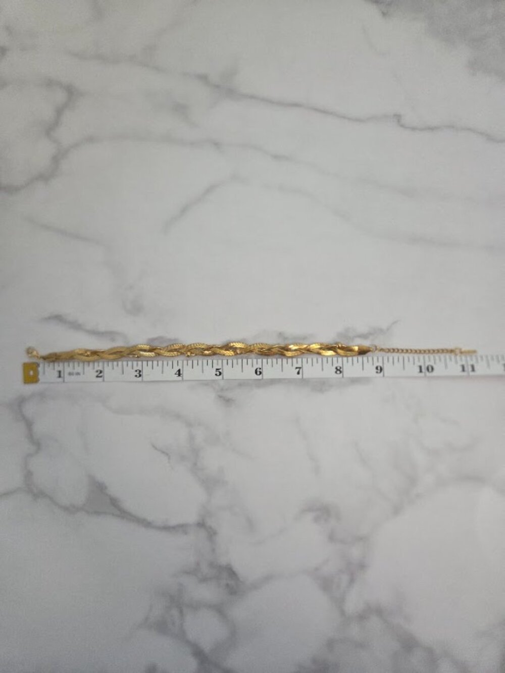 Vintage Gold Braided Herringbone Anklet Chevron Chain Anklet with Beads - Picture 11 of 12